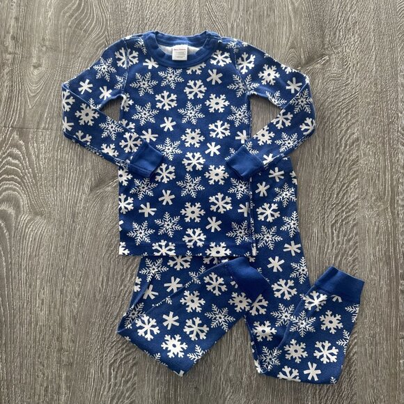 Hanna Andersson Snowflake Print Long John Pajama Set 5 Organic Cotton Winter Bre - Picture 1 of 7